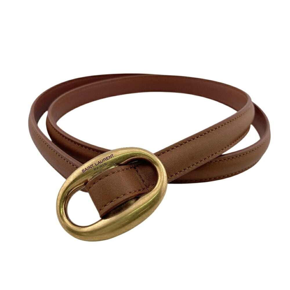 Yves Saint Laurent SAINT LAURENT PARIS 756409 Narrow Belt with Engraved Oval ...